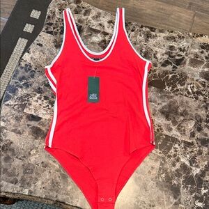 Wild Fable Red Bodysuit with White Trim